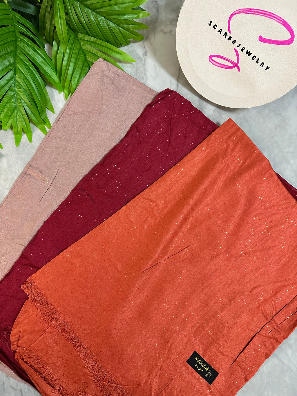 Cotton scarf with gilter