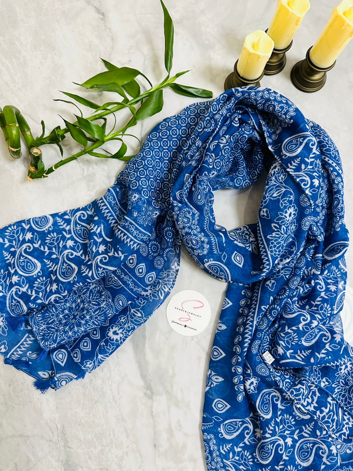 Indigo Grace Scarf – وشاح الجمال النيلي