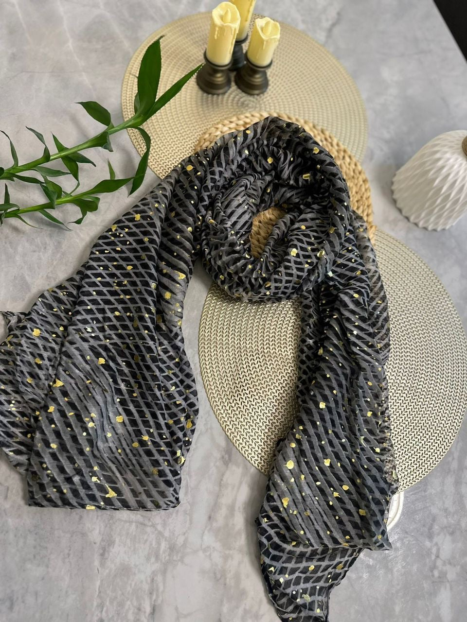 Golden Lattice Scarf Collection