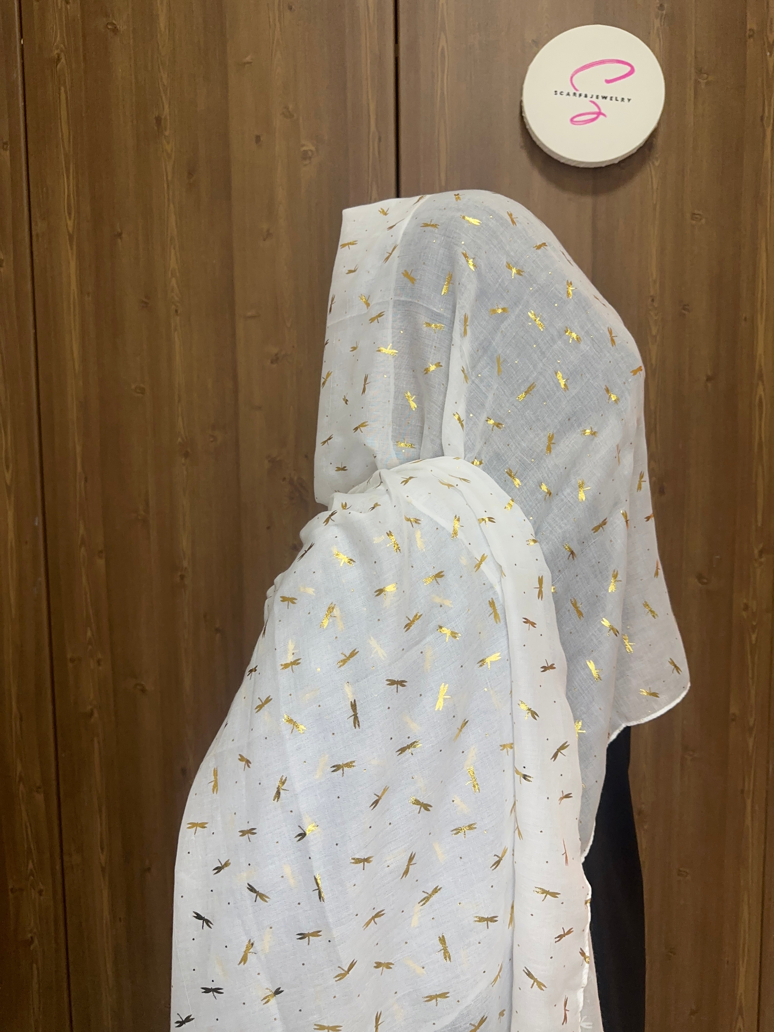 Foil Dragonfly Print Scarf For Daily Life For Outdoor And Traveling