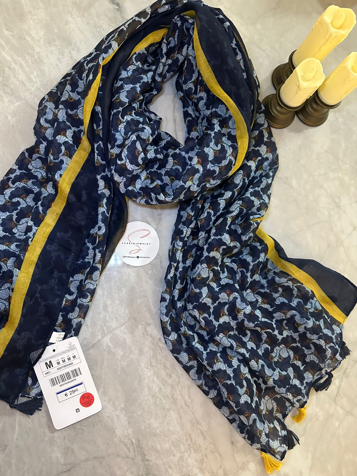 Scarf & Jewelry – Navy Elegance Scarf