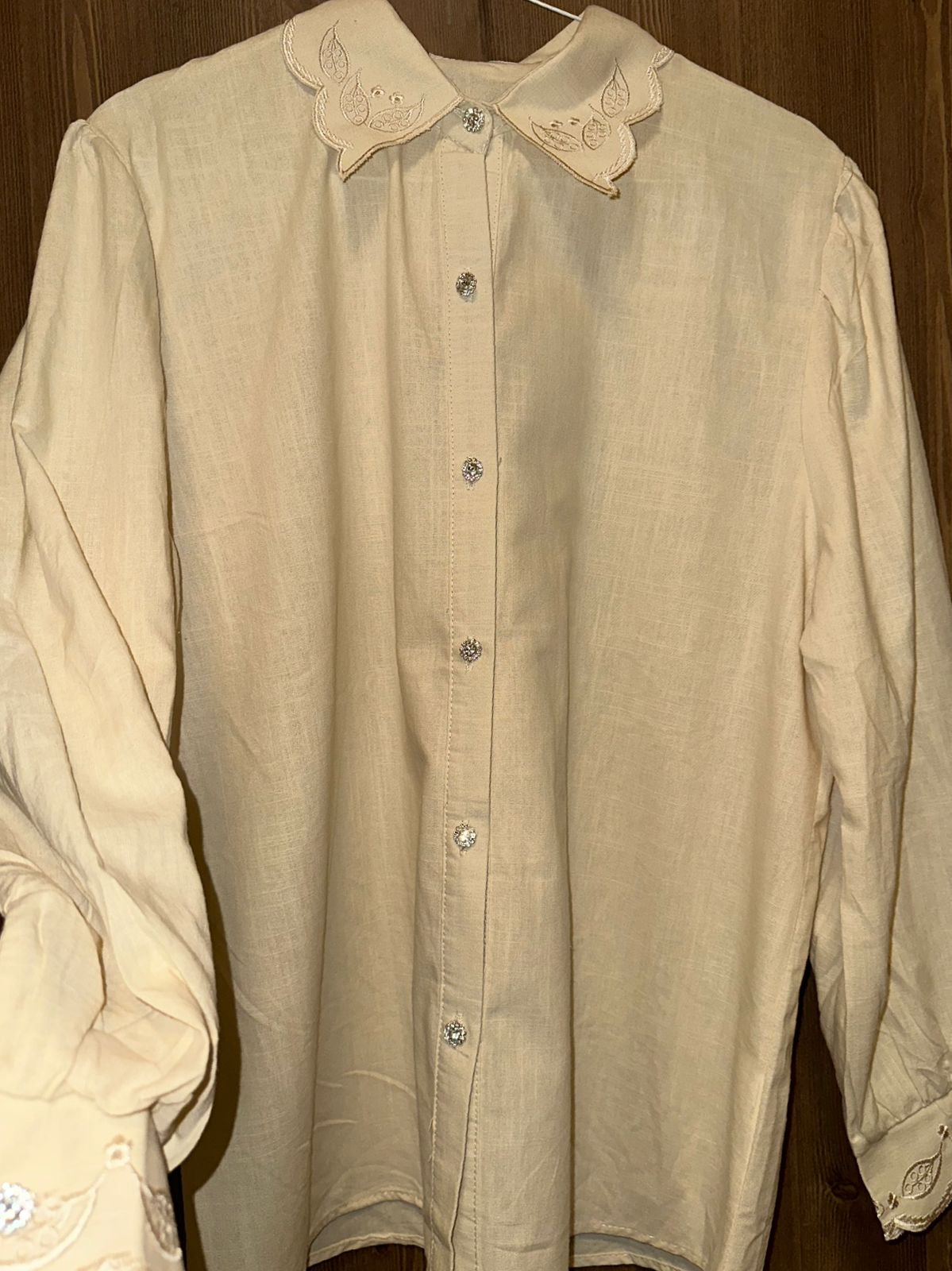 Elegant Beige Embroidered Shirt | قميص بيج أنيق مطرز