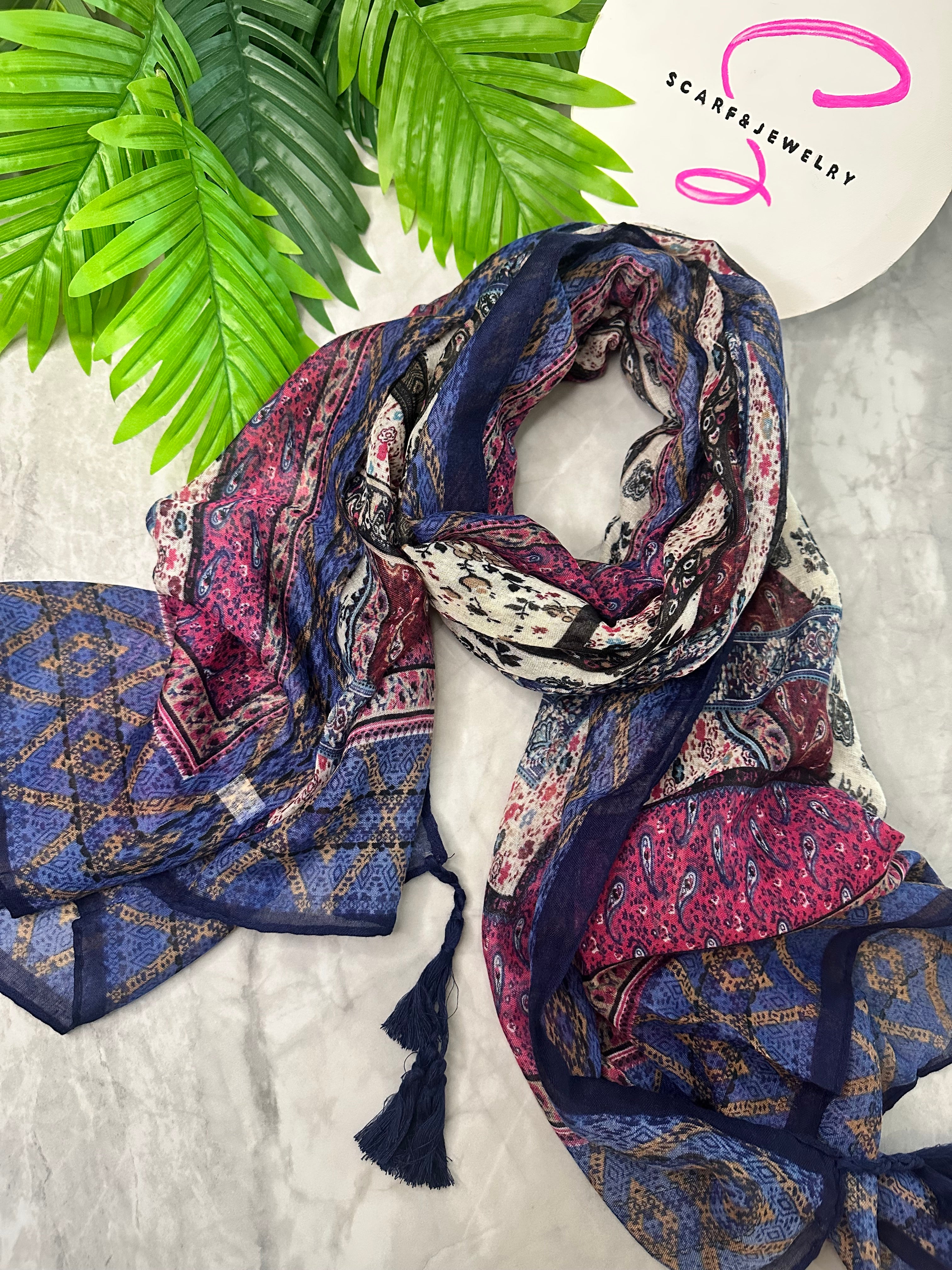 Bohemian scarf blue