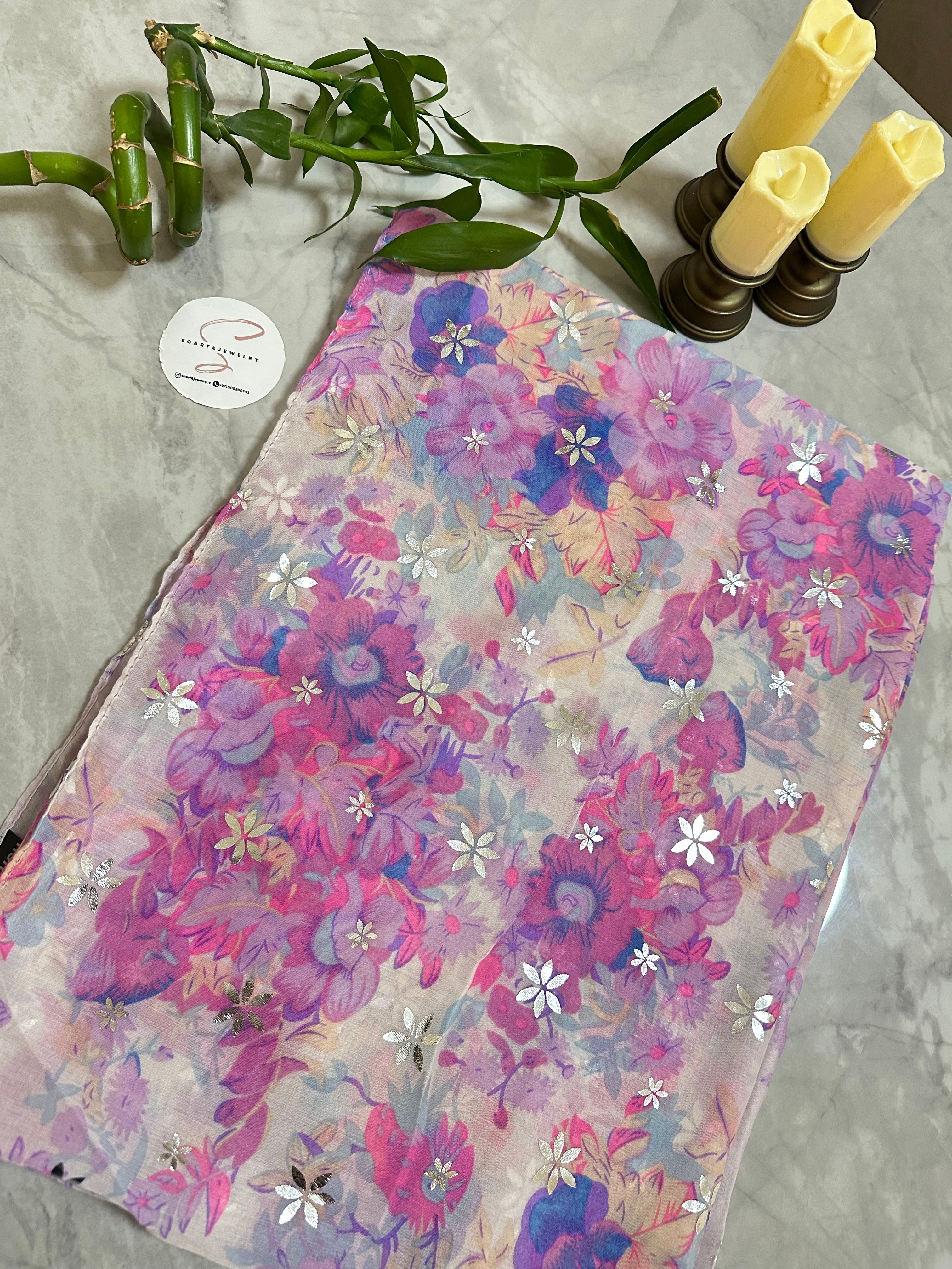 Blush Floral Shine Scarf