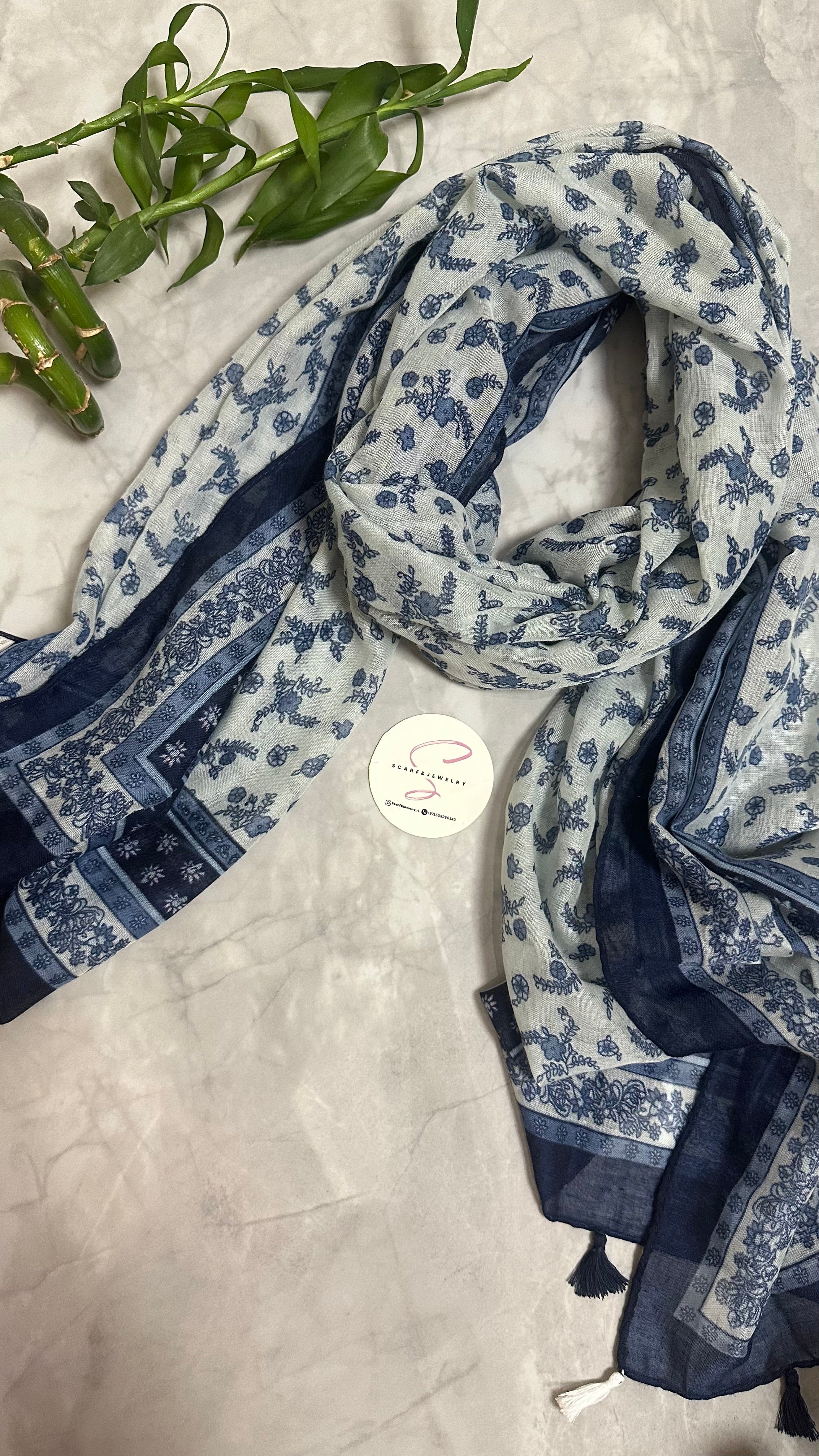 Blue and white scarf